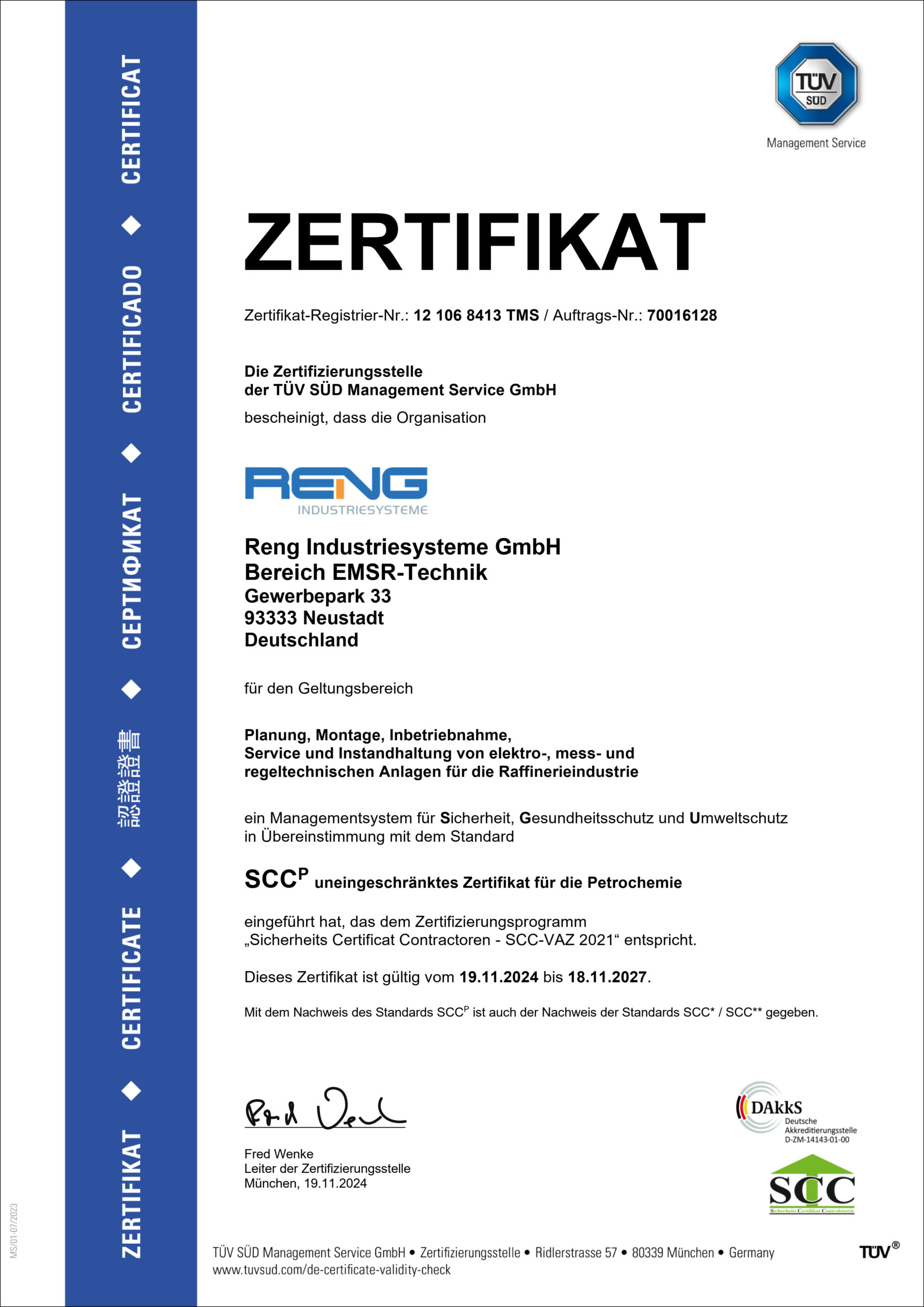 SCC-P Zertifikat